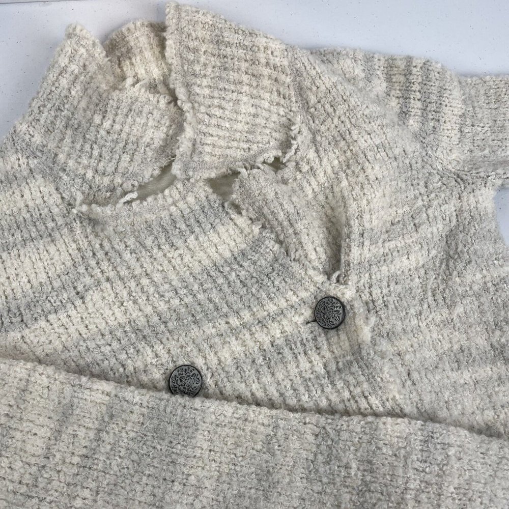 Free People Blazer Womens Small XS Zebra Yarn Icicle Teddy Double Breasted